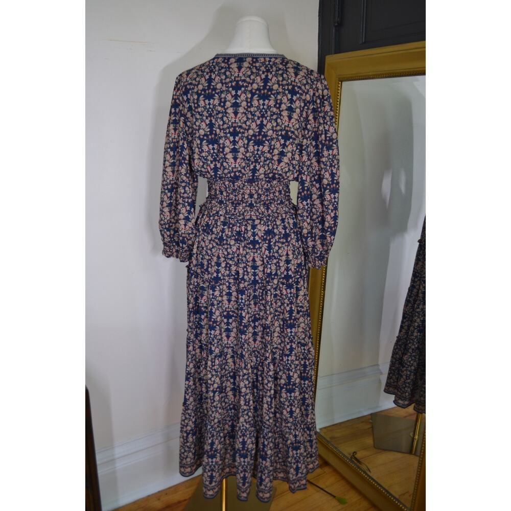 Paisley Puff Sleeve Artsy Cottage Tiered Maxi Dress with Ruffle Detail Size L - Picture 4 of 7